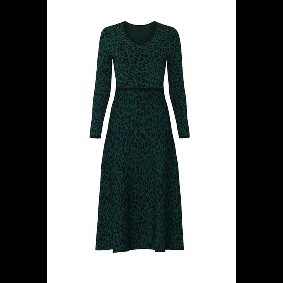 Great Jones Leopard Knit Long Sleeve Midi Dress SIZE S - Picture 2 of 7